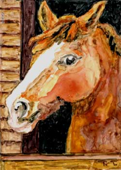 "Waiting For The Show 'Midwest Horse Fair'" by Trudi Theisen, Monona WI - Watercolor (NFS)